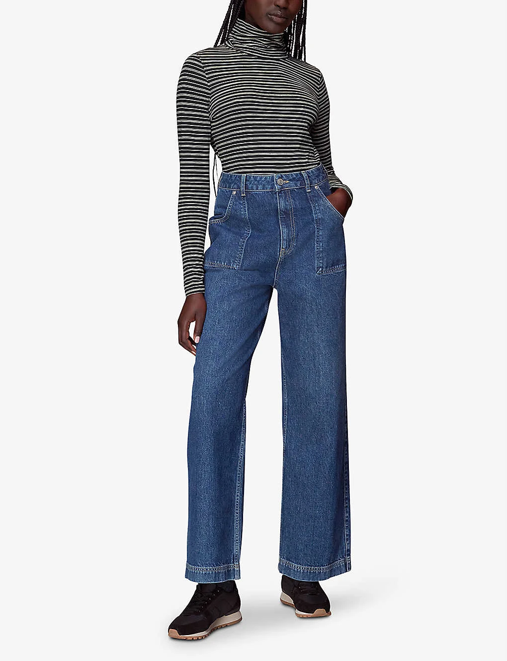 Whistles Striped Roll-neck Cotton Top 2 Whistles Striped Roll-neck Cotton Top - Image 2