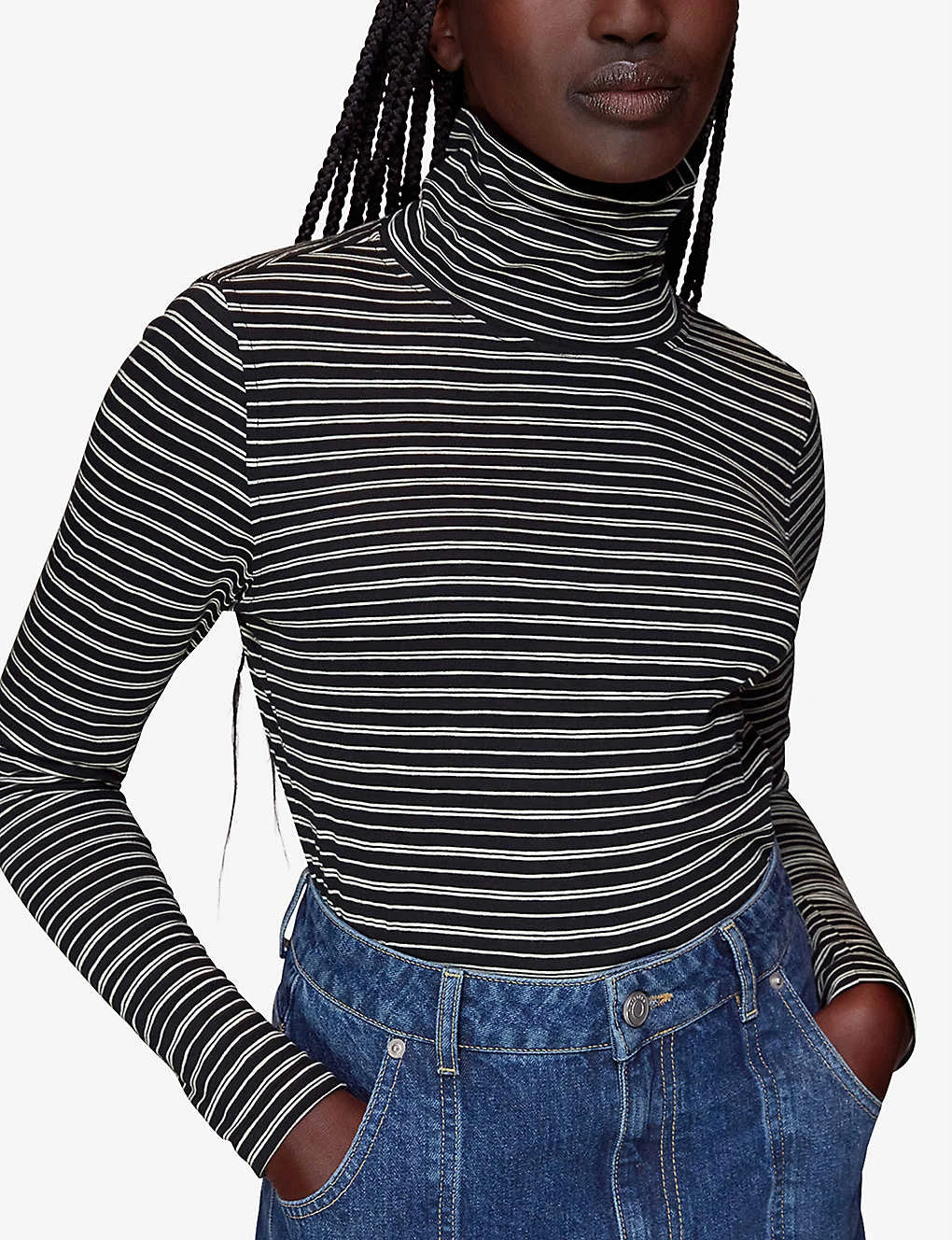 Whistles Striped Roll-neck Cotton Top 3 Whistles Striped Roll-neck Cotton Top - Image 3