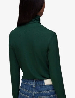 Whistles Ribbed Polo-neck Stretch-woven Top 8 Whistles Ribbed Polo-neck Stretch-woven Top -The Fashion Shop R04044633 DARKGREEN ALT03