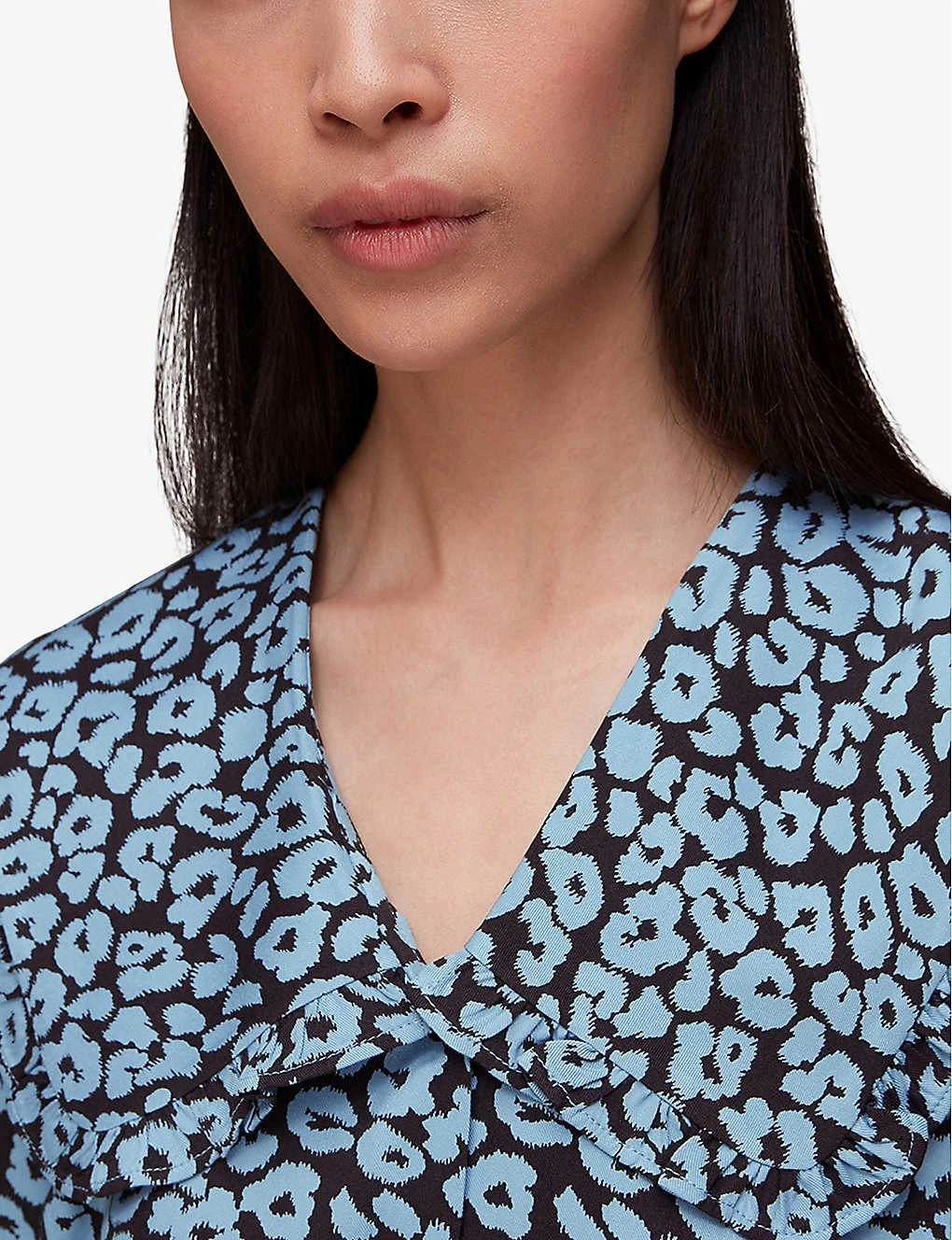 Whistles Fuzzy Leopard-print Oversized-collar Woven Top 5 Whistles Fuzzy Leopard-print Oversized-collar Woven Top - Image 5