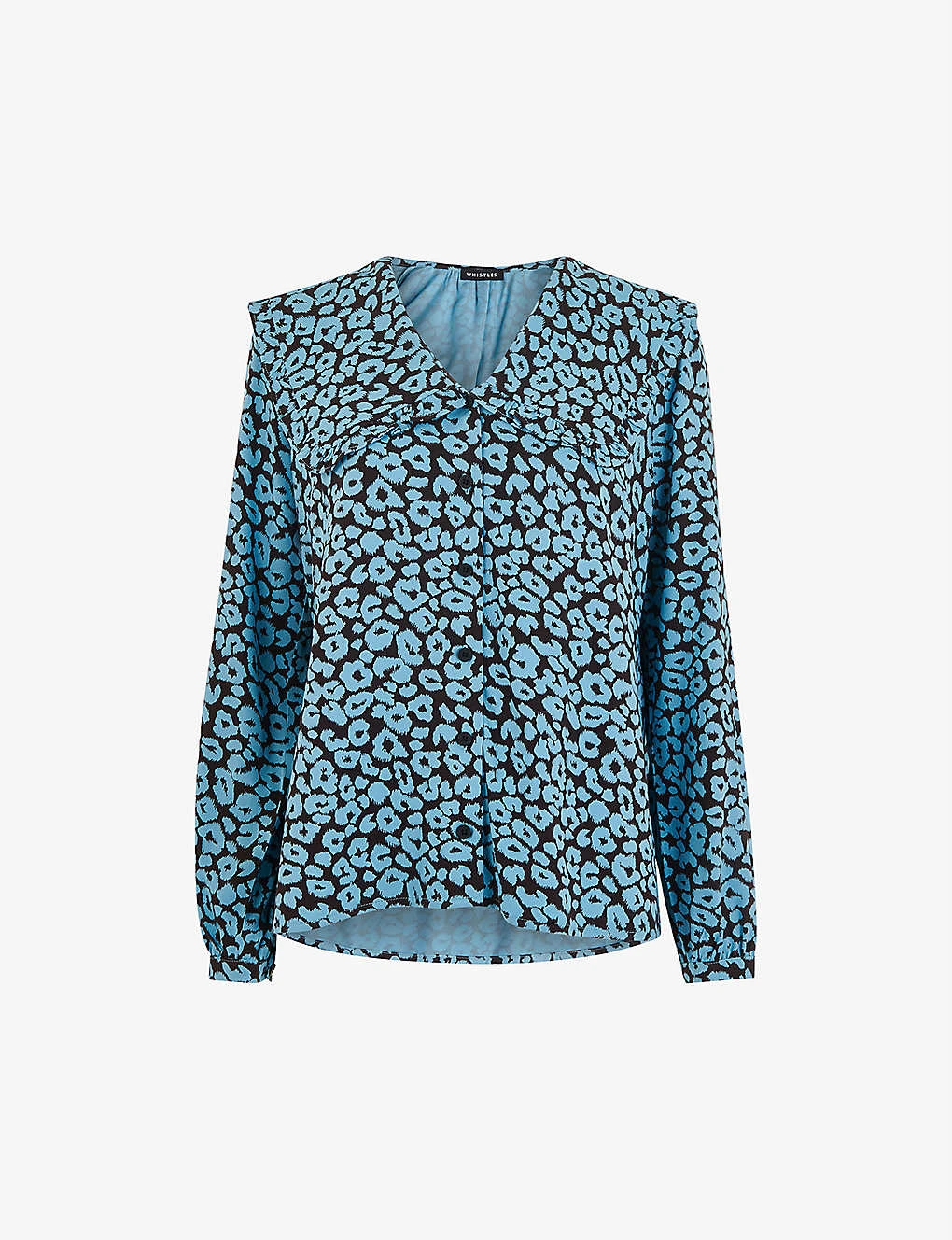 Whistles Fuzzy Leopard-print Oversized-collar Woven Top 1 Whistles Fuzzy Leopard-print Oversized-collar Woven Top