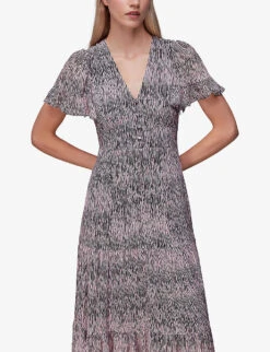 Whistles Tiger Animal-print Recycled-polyester Midi Dress 7 Whistles Tiger Animal-print Recycled-polyester Midi Dress -The Fashion Shop R04051516 MULTICOLOURED ALT02