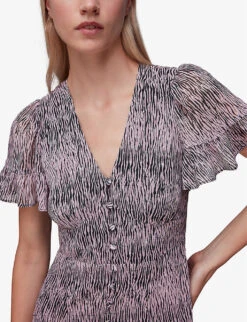 Whistles Tiger Animal-print Recycled-polyester Midi Dress 9 Whistles Tiger Animal-print Recycled-polyester Midi Dress -The Fashion Shop R04051516 MULTICOLOURED ALT04