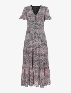 Whistles Tiger Animal-print Recycled-polyester Midi Dress