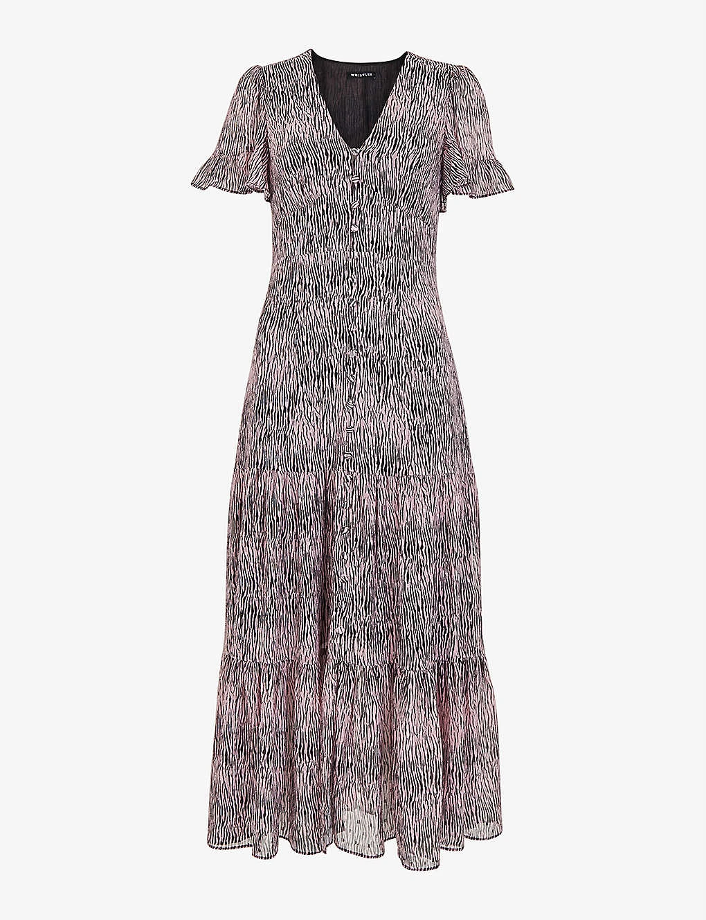 Whistles Tiger Animal-print Recycled-polyester Midi Dress 1 Whistles Tiger Animal-print Recycled-polyester Midi Dress