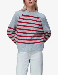 Whistles Eden Stripe-print Stretch-knit Jumper 7 Whistles Eden Stripe-print Stretch-knit Jumper -The Fashion Shop R04053560 MULTICOLOURED ALT02