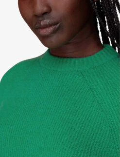 Whistles Frankie Ribbed Stretch-knit Jumper -The Fashion Shop R04053563 GREEN ALT04