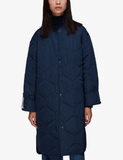 Whistles Longline Diamond-quilted Recycled-polyester Coat 7 Whistles Longline Diamond-quilted Recycled-polyester Coat -The Fashion Shop R04055740 NAVY ALT02