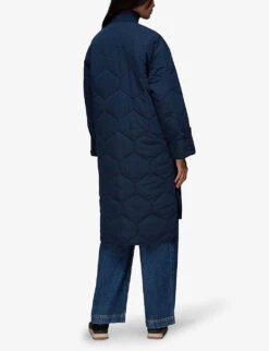 Whistles Longline Diamond-quilted Recycled-polyester Coat 8 Whistles Longline Diamond-quilted Recycled-polyester Coat -The Fashion Shop R04055740 NAVY ALT03
