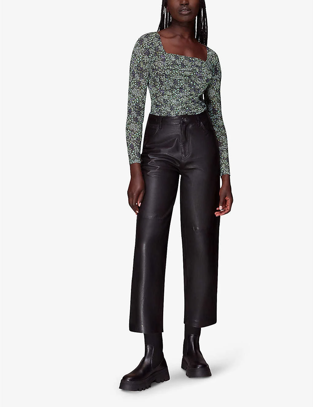 Whistles Floral-print Gathered-detail Mesh Top 2 Whistles Floral-print Gathered-detail Mesh Top - Image 2