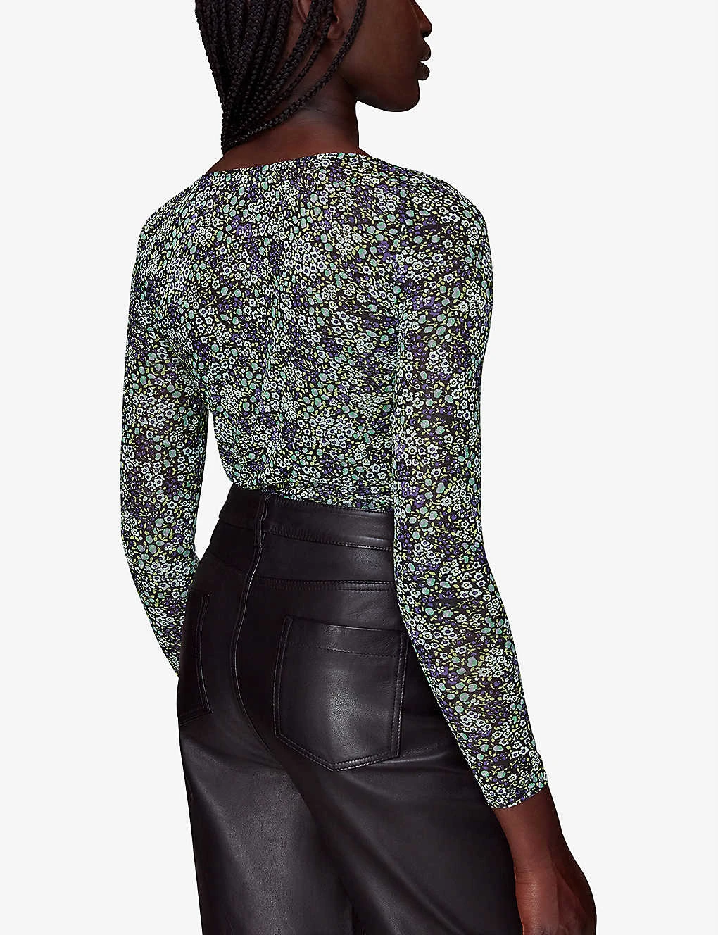Whistles Floral-print Gathered-detail Mesh Top 4 Whistles Floral-print Gathered-detail Mesh Top - Image 4