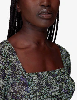 Whistles Floral-print Gathered-detail Mesh Top 9 Whistles Floral-print Gathered-detail Mesh Top -The Fashion Shop R04055747 MULTICOLOURED ALT04