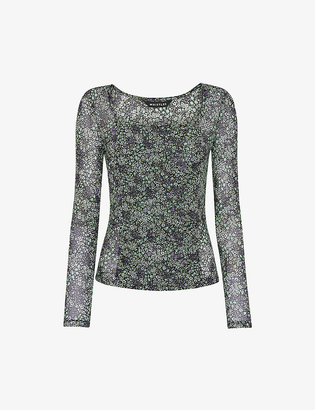 Whistles Floral-print Gathered-detail Mesh Top 1 Whistles Floral-print Gathered-detail Mesh Top
