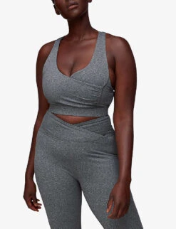 Whistles Wrap-front Cropped High-rise Stretch Recycled-polyester Leggings -The Fashion Shop R04056789 GREY ALT02