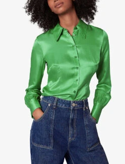 Whistles Hallie Collared-neckline Silk-blend Shirt -The Fashion Shop R04056796 MULTICOLOURED ALT02