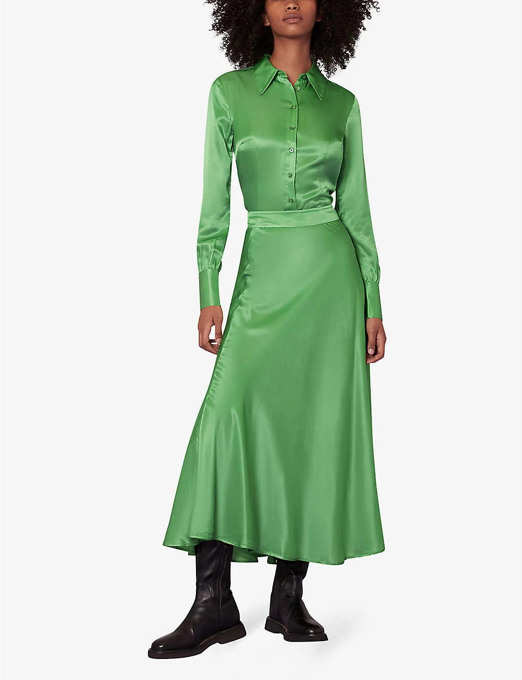 Whistles Hallie High-waisted Satin Midi Skirt 2 Whistles Hallie High-waisted Satin Midi Skirt - Image 2