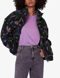 Whistles Floral-print Funnel-neck Wool-blend Fleece Jacket -The Fashion Shop R04056798 MULTICOLOURED ALT02
