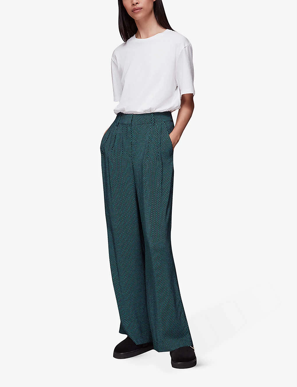 Whistles Vertical Dash-print Wide-leg Mid-rise Woven Trousers 3 Whistles Vertical Dash-print Wide-leg Mid-rise Woven Trousers - Image 3