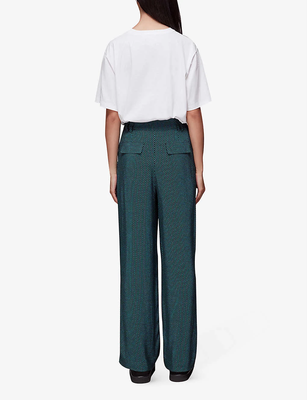 Whistles Vertical Dash-print Wide-leg Mid-rise Woven Trousers 4 Whistles Vertical Dash-print Wide-leg Mid-rise Woven Trousers - Image 4