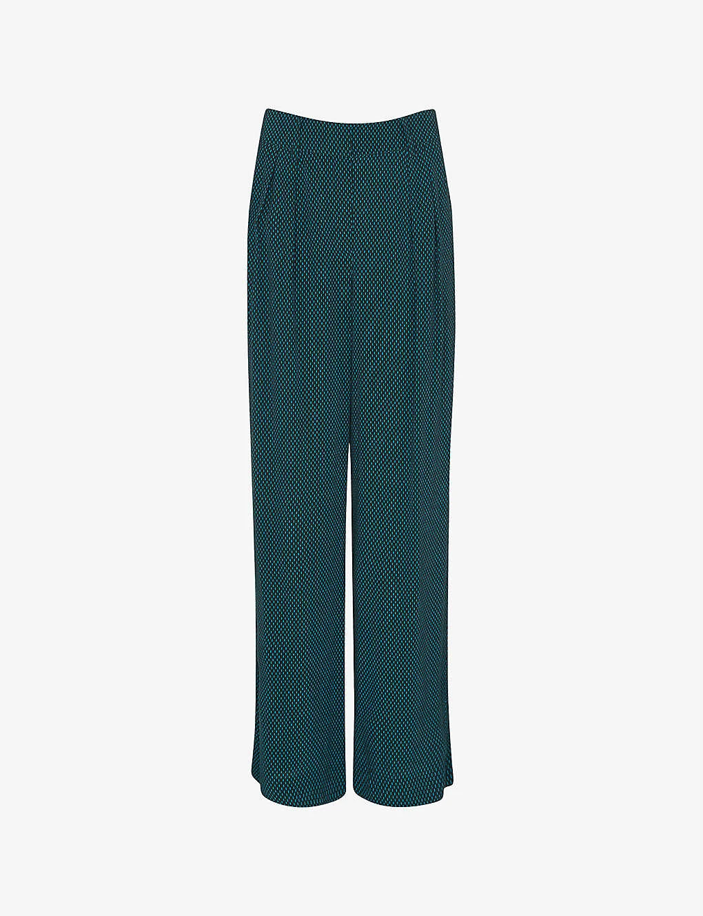 Whistles Vertical Dash-print Wide-leg Mid-rise Woven Trousers 1 Whistles Vertical Dash-print Wide-leg Mid-rise Woven Trousers