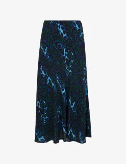 Whistles Night Cat Leopard-print Woven Midi Skirt