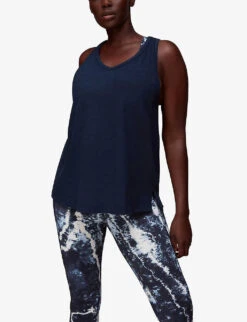 Whistles Scoop-neck Curved-hem Cotton-jersey Vest Top 7 Whistles Scoop-neck Curved-hem Cotton-jersey Vest Top -The Fashion Shop R04057357 NAVY ALT02