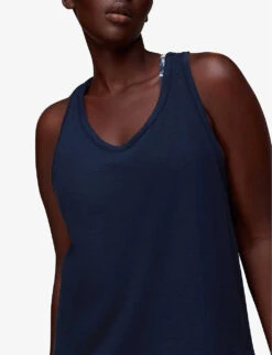 Whistles Scoop-neck Curved-hem Cotton-jersey Vest Top 9 Whistles Scoop-neck Curved-hem Cotton-jersey Vest Top -The Fashion Shop R04057357 NAVY ALT04