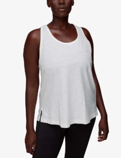 Whistles Scoop-neck Racerback Cotton Vest Top -The Fashion Shop R04057358 WHITE ALT02