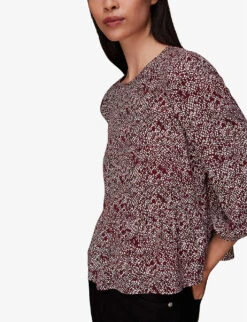 Whistles Abstract-print Peplum-hem Woven Top -The Fashion Shop R04057360 MULTICOLOURED ALT02