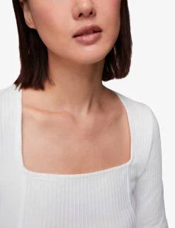 Whistles Square-neck Ribbed Stretch-cotton Top 9 Whistles Square-neck Ribbed Stretch-cotton Top -The Fashion Shop R04057363 WHITE ALT04