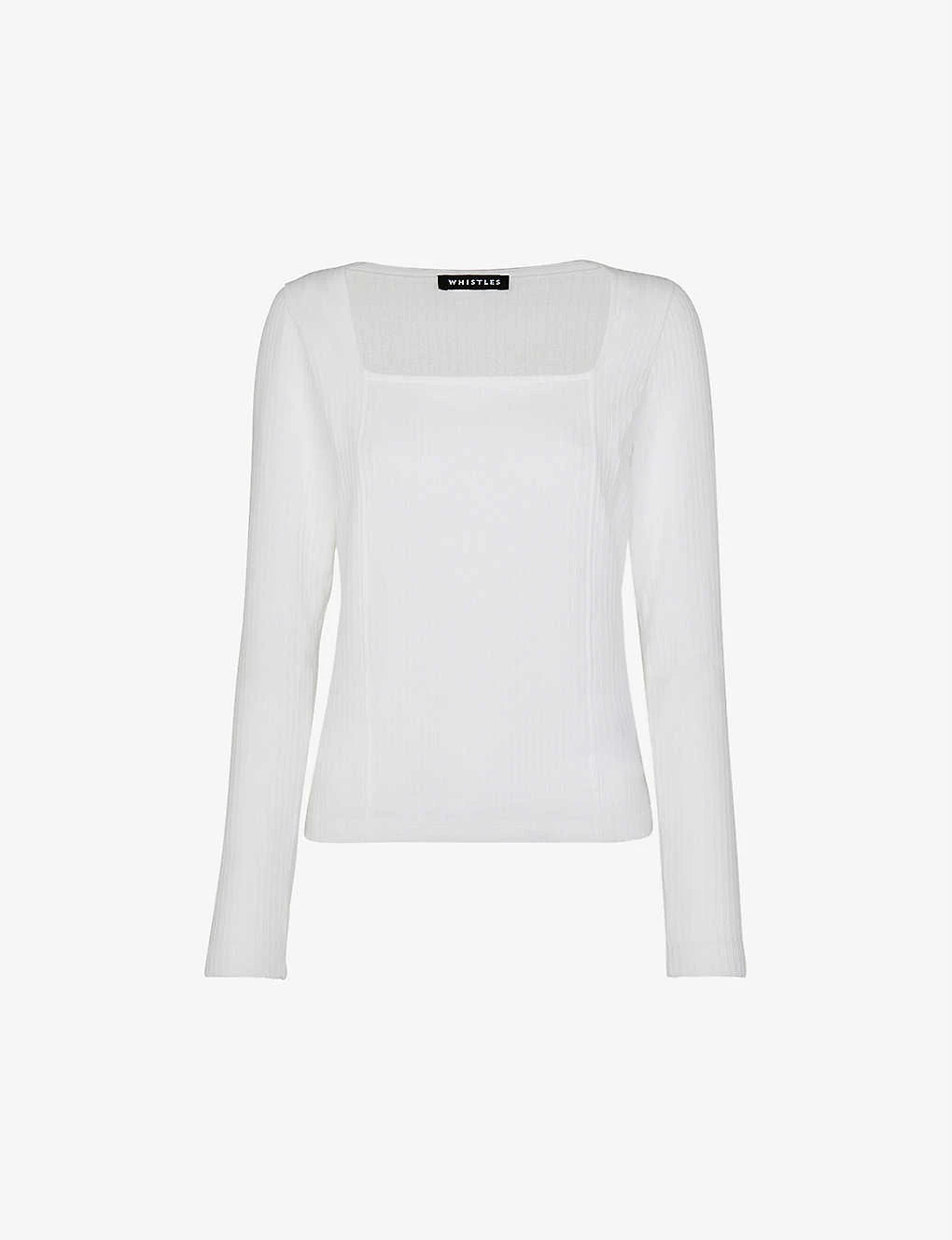 Whistles Square-neck Ribbed Stretch-cotton Top 1 Whistles Square-neck Ribbed Stretch-cotton Top
