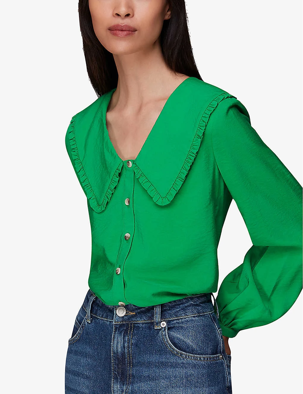 Whistles Oversized-collar Ruffled-trim Woven Top 3 Whistles Oversized-collar Ruffled-trim Woven Top - Image 3