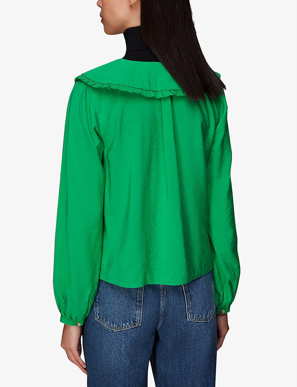 Whistles Oversized-collar Ruffled-trim Woven Top 4 Whistles Oversized-collar Ruffled-trim Woven Top - Image 4