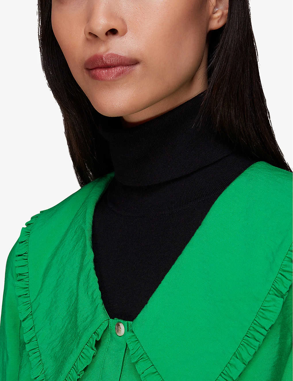 Whistles Oversized-collar Ruffled-trim Woven Top 5 Whistles Oversized-collar Ruffled-trim Woven Top - Image 5