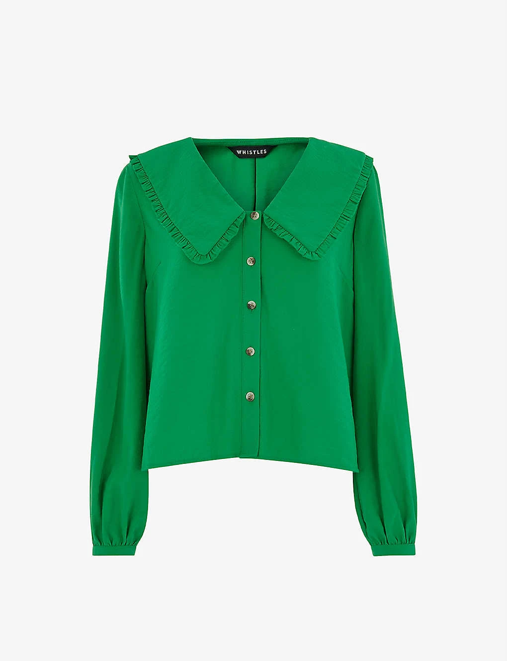 Whistles Oversized-collar Ruffled-trim Woven Top 1 Whistles Oversized-collar Ruffled-trim Woven Top