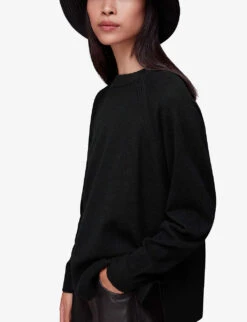 Whistles Ultimate Crew-neck Relaxed-fit Cashmere Jumper -The Fashion Shop R04058123 BLACK ALT02