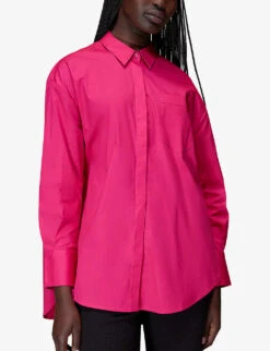 Whistles Collared Oversized-fit Cotton Shirt 7 Whistles Collared Oversized-fit Cotton Shirt -The Fashion Shop R04058499 PINK ALT02