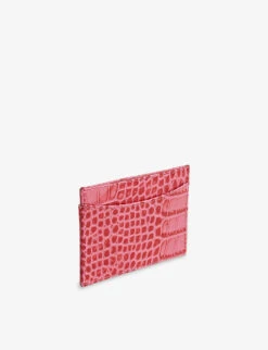 Whistles Shiny Croc-embossed Leather Card Holder -The Fashion Shop R04058502 PINK ALT02