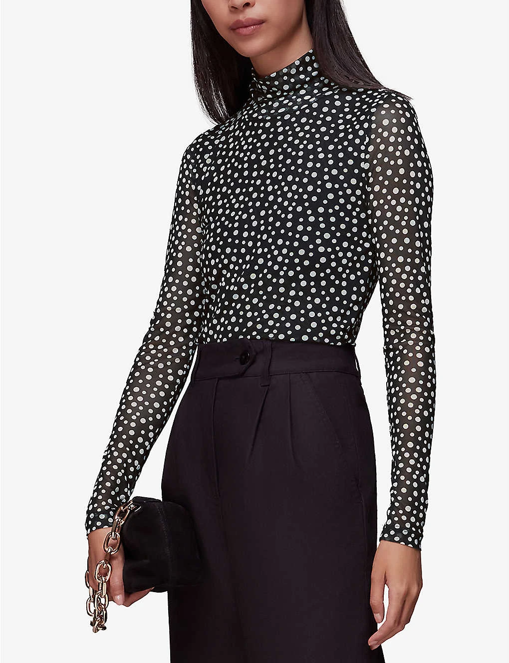 Whistles Spot-print Roll-neck Mesh Recycled-polyester Top 3 Whistles Spot-print Roll-neck Mesh Recycled-polyester Top - Image 3