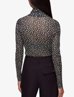 Whistles Spot-print Roll-neck Mesh Recycled-polyester Top 8 Whistles Spot-print Roll-neck Mesh Recycled-polyester Top -The Fashion Shop R04061431 BLACK ALT03