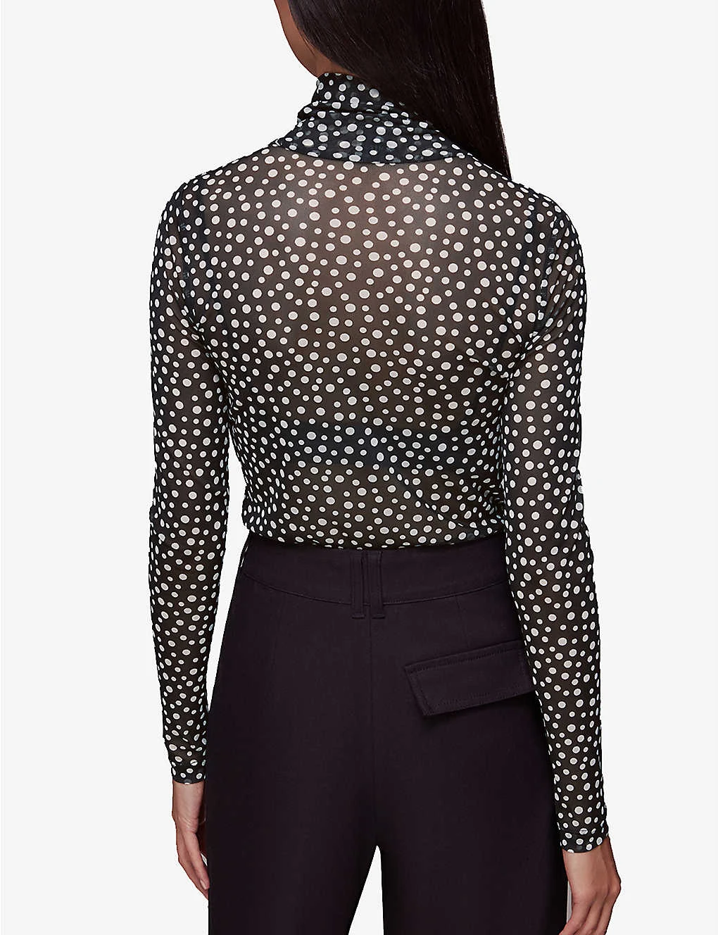 Whistles Spot-print Roll-neck Mesh Recycled-polyester Top 4 Whistles Spot-print Roll-neck Mesh Recycled-polyester Top - Image 4