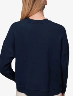 Whistles Slogan-appliqué Cotton-jersey Sweatshirt -The Fashion Shop R04061926 NAVY ALT03