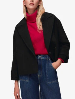 Whistles Oversized-collar Relaxed-fit Wool-blend Jacket -The Fashion Shop R04061927 BLACK ALT02