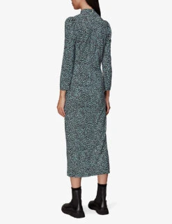 Whistles High-neckline Leopard-print Woven Midi Dress -The Fashion Shop R04062890 MULTICOLOURED ALT03