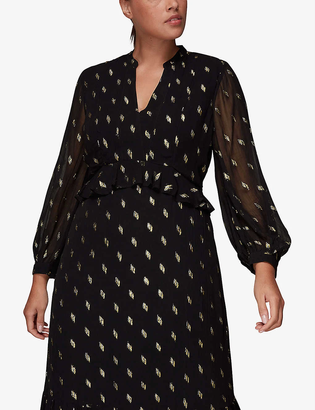 Whistles Dobby Polka-dot Chiffon Midi Dress 3 Whistles Dobby Polka-dot Chiffon Midi Dress - Image 3