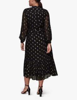Whistles Dobby Polka-dot Chiffon Midi Dress 8 Whistles Dobby Polka-dot Chiffon Midi Dress -The Fashion Shop R04063904 BLACK ALT03