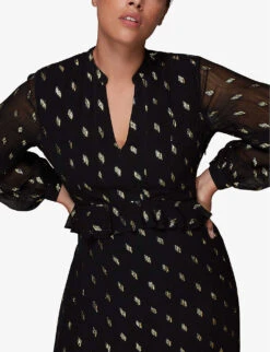 Whistles Dobby Polka-dot Chiffon Midi Dress 9 Whistles Dobby Polka-dot Chiffon Midi Dress -The Fashion Shop R04063904 BLACK ALT04