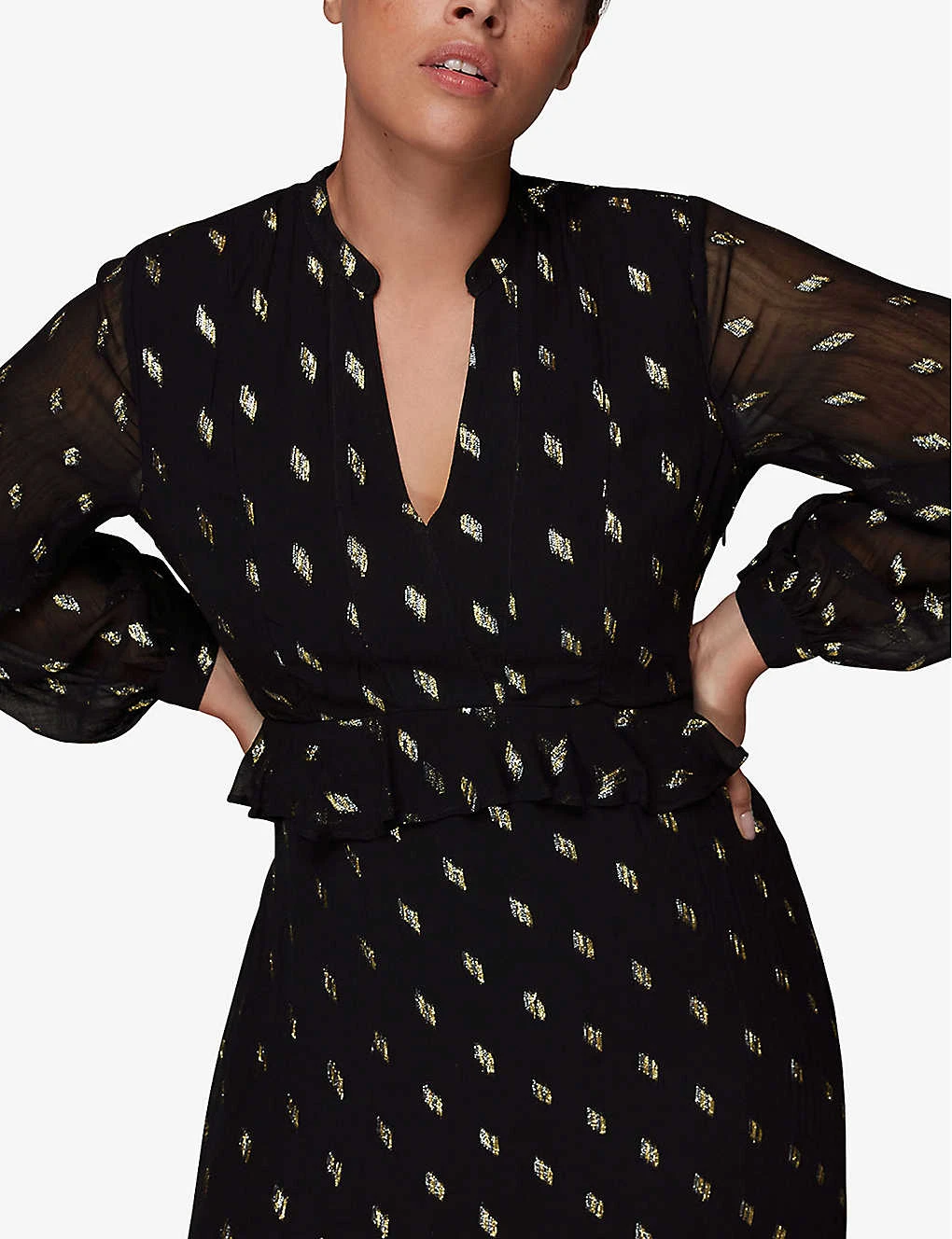 Whistles Dobby Polka-dot Chiffon Midi Dress 5 Whistles Dobby Polka-dot Chiffon Midi Dress - Image 5