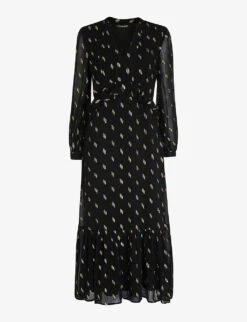 Whistles Dobby Polka-dot Chiffon Midi Dress