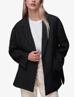 Whistles Maria Single-breasted Woven Coat 7 Whistles Maria Single-breasted Woven Coat -The Fashion Shop R04063908 BLACK ALT02